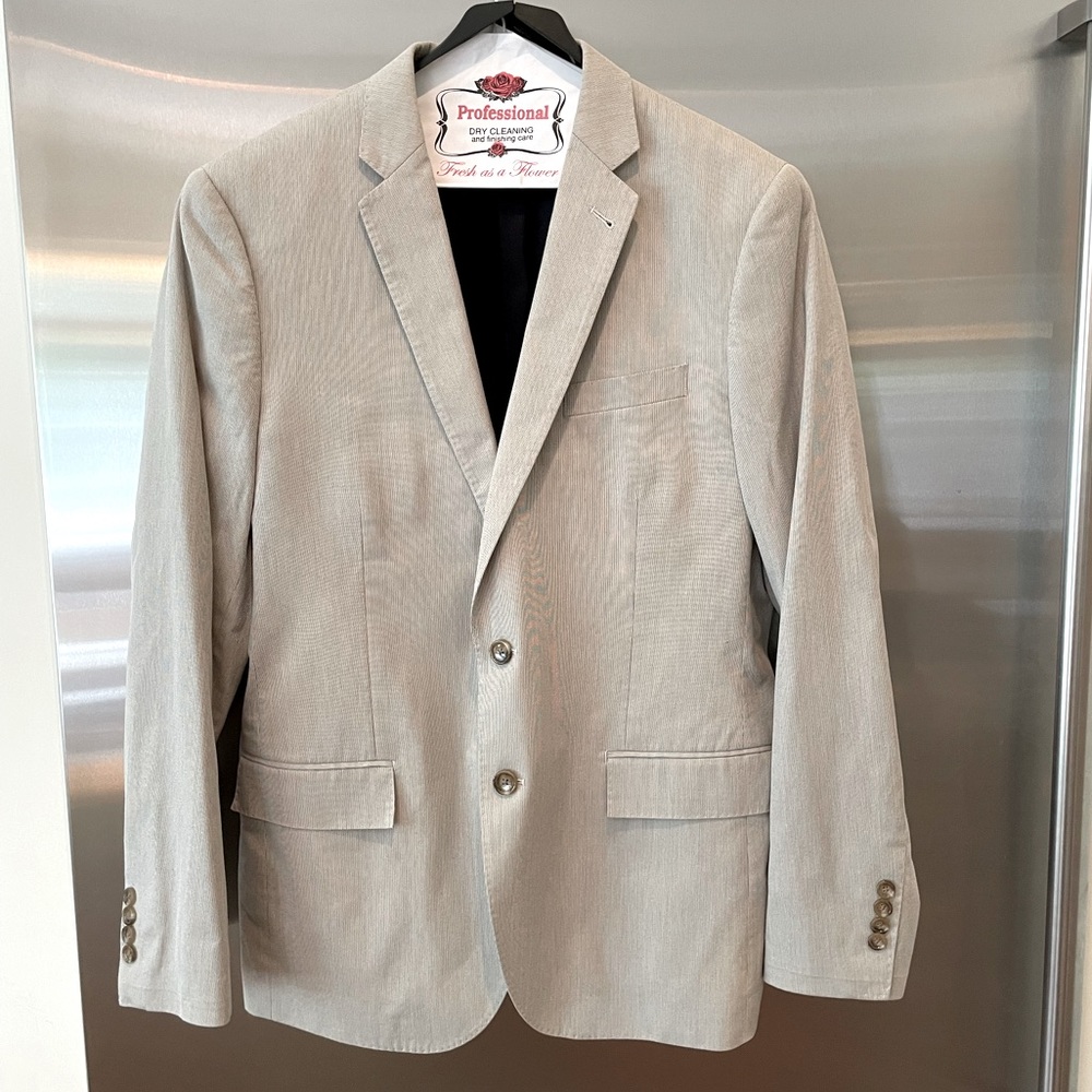 J. Crew Men’s Blazer Jacket Thin Blue Stripe White